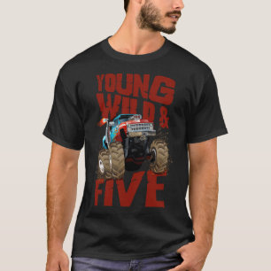 Monster Truck 5th  Truck gift idea funny llama gif T-Shirt