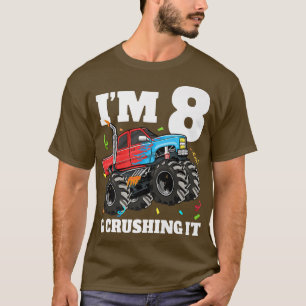 Monster Truck 8th Birthday Boy 8 Eight Year Old T-Shirt