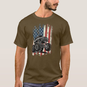 Monster Truck American Flag Distressed Vintage T-Shirt