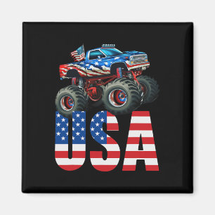 Monster Truck American Flag July 4th Usa Racing Fo Magnet