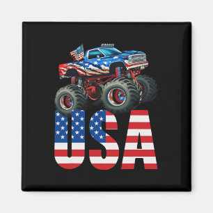 Monster Truck American Flag July 4th Usa Racing Fo Magnet