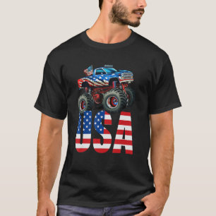 Monster Truck American Flag July 4th USA Racing Fo T-Shirt
