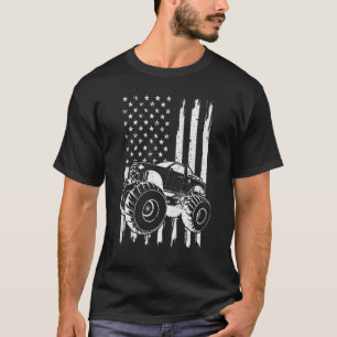 Monster Truck  American Flag Patriotic 4th Of July T-Shirt