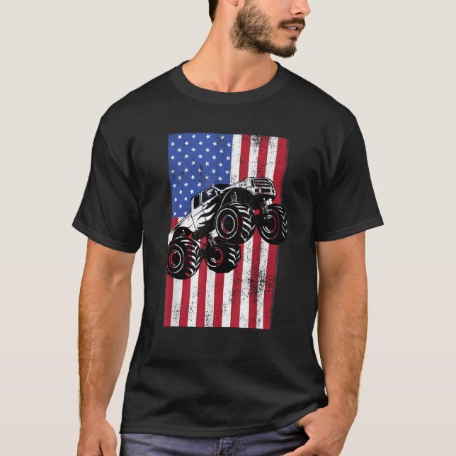 Monster Truck American Flag Racing USA Patriotic A T-Shirt (Front)