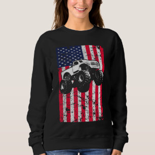 Monster Truck American Flag Racing USA Patriotic Sweatshirt