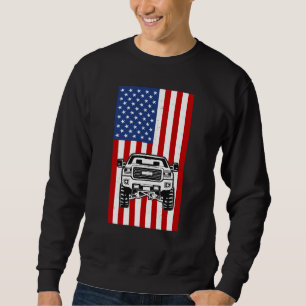 Monster Truck American Flag  Racing USA Patriotic Sweatshirt