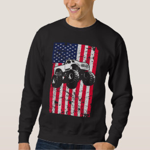 Monster Truck American Flag Racing USA Patriotic Sweatshirt
