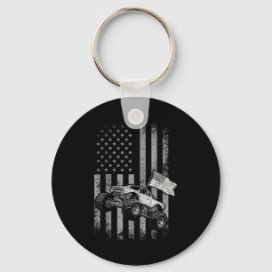 Monster truck american flag vintage design july key ring