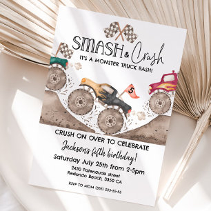 Monster Truck ANY AGE Smash and crash birthday  Invitation
