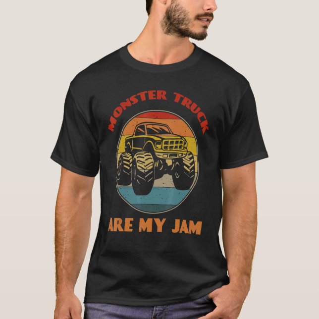 Monster Truck Are My Jam Truck Car  Trucker Retro T-Shirt (Front)