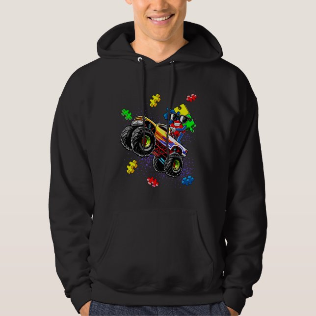 Monster Truck Autism Awareness Puzzle Piece For Bo Hoodie (Front)