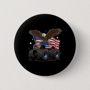 Monster Truck Bald Eagle 4th Of July Boys American 6 Cm Round Badge