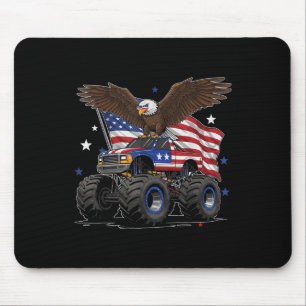 Monster Truck Bald Eagle 4th Of July Boys American Mouse Pad