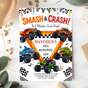 Monster Truck Bash 3rd Birthday Invitation
