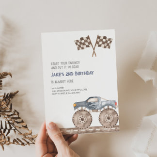 Monster Truck Bash Birthday Invitation 