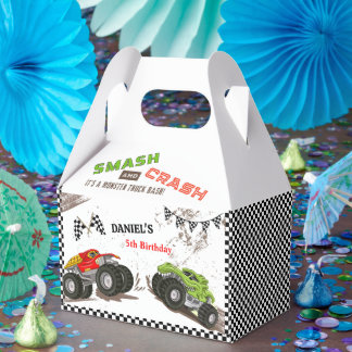 Monster truck bash cool modern smash birthday favour box