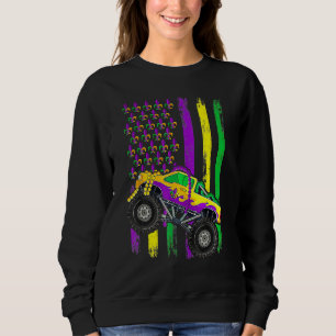 Monster Truck Beads American Flag Mardi Gras Boys  Sweatshirt