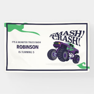 Monster Truck Birthday Bash - Smash & Crash Party Banner