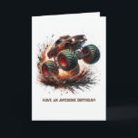 Monster Truck Birthday Card<br><div class="desc">Rev up the celebration with this high-octane Monster Truck Birthday Card! Featuring a dynamic, watercolor-style illustration of a massive monster truck splashing through mud and dirt, this bold design is perfect for young truck lovers and adrenaline junkies alike. Printed on premium, eco-friendly cardstock with a smooth matte finish, the 5″×7″...</div>