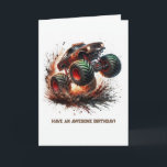 Monster Truck Birthday Card<br><div class="desc">Rev up the celebration with this high-octane Monster Truck Birthday Card! Featuring a dynamic, watercolor-style illustration of a massive monster truck splashing through mud and dirt, this bold design is perfect for young truck lovers and adrenaline junkies alike. Printed on premium, eco-friendly cardstock with a smooth matte finish, the 5″×7″...</div>
