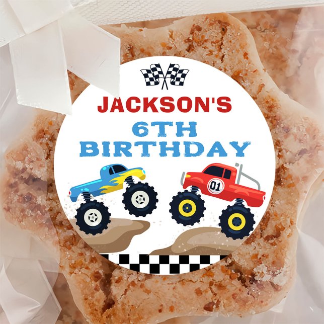 Monster Truck Birthday Classic Round Sticker (Creator Uploaded)