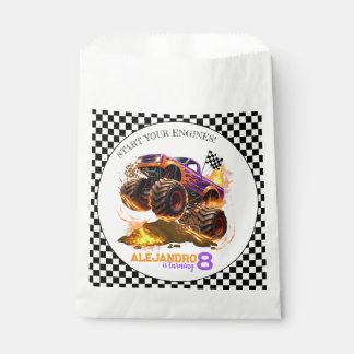 Monster Truck Birthday Fire Flames  Favour Bags