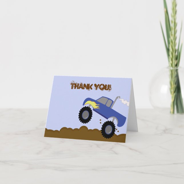 Monster Truck Birthday Folded Thank you note (Front)