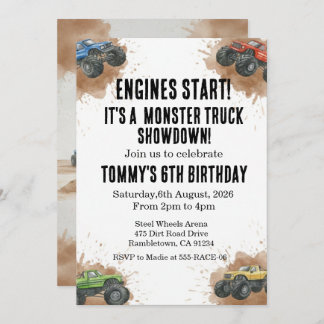 Monster Truck Birthday Invitation
