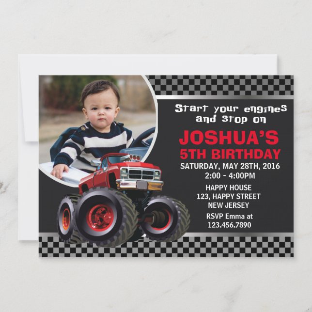 Monster Truck Birthday Invitation (Front)