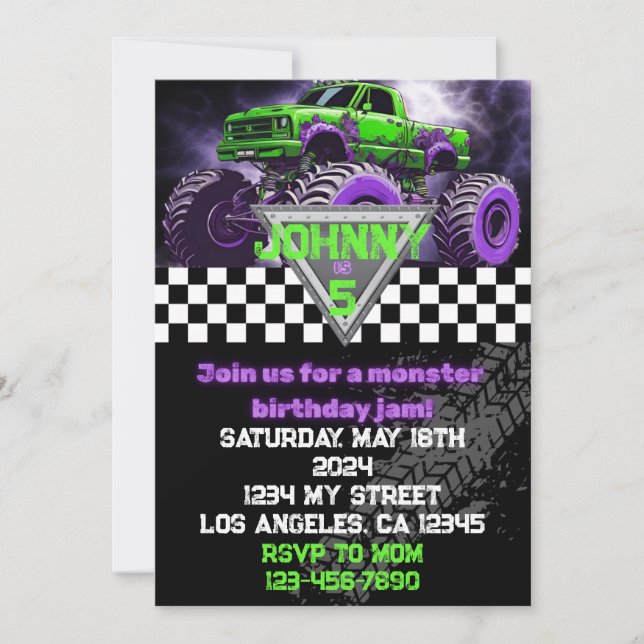 Monster Truck Birthday Invitation (Front)