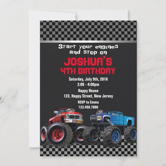 Monster Truck Birthday Invitation (Front)