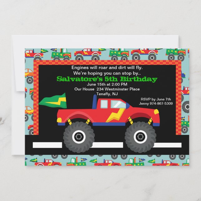Monster Truck  Birthday Invitation (Front)
