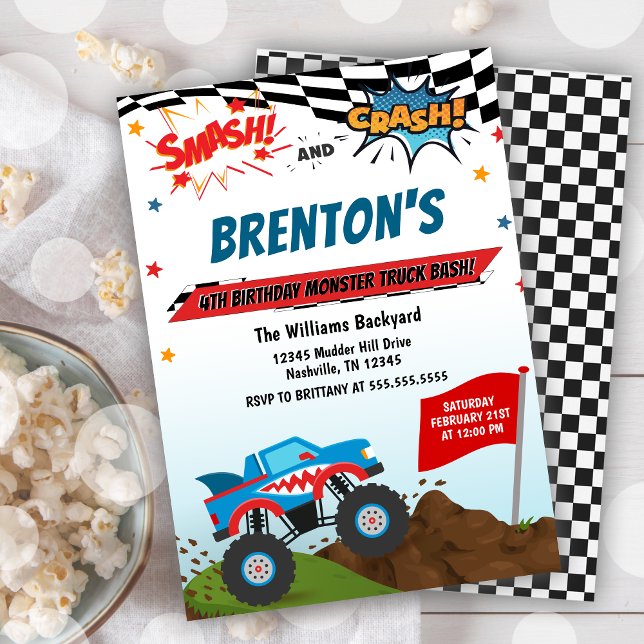 Monster Truck Birthday  Invitation (Monster Truck Birthday Invitation)