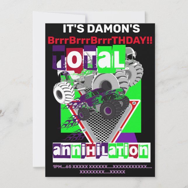 MONSTER TRUCK BIRTHDAY Invitation (Front)