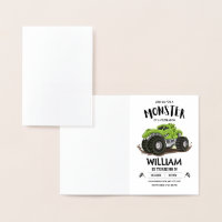 Monster Truck Birthday Invitation, Boys Birthday
