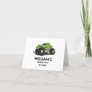 Monster Truck Birthday Invitation, Boys Birthday  Thank You Card