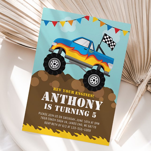Monster Truck Birthday Invitation Kids (Monster Truck Birthday Invitation for Kids
)