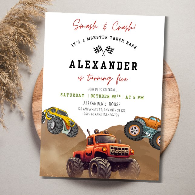 Monster Truck Birthday Invitation, Smash and Crash Invitation (Creator Uploaded)