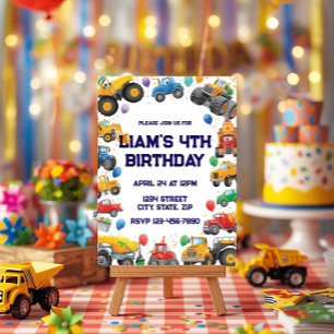 Monster Truck Birthday Invitation Watercolor Cars