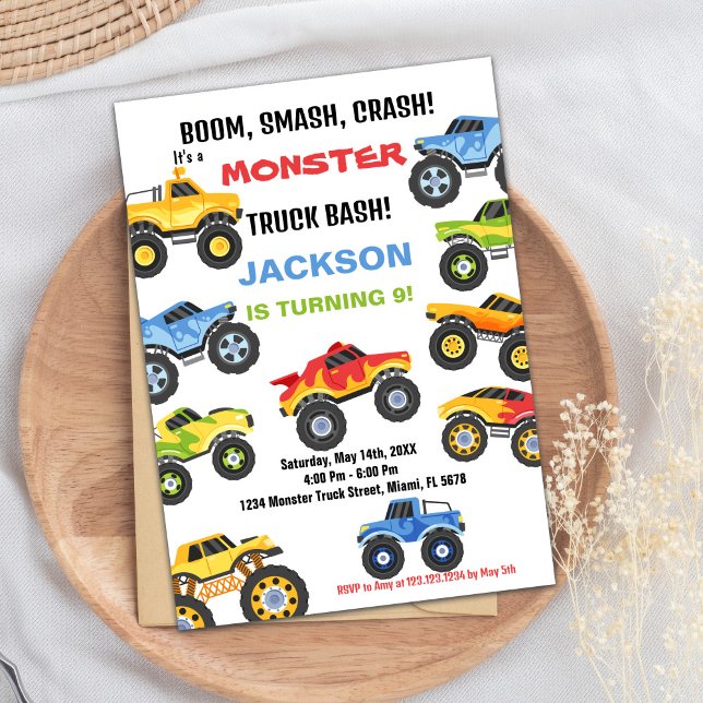 Monster Truck Birthday Invitations Colours (Monster Truck Birthday Invitations Colours)