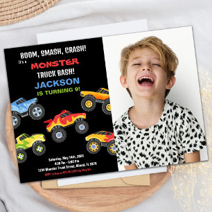 Monster Truck Birthday Invitations with photo