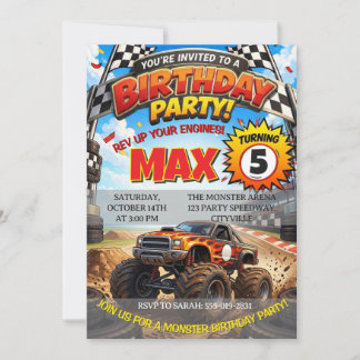 Monster Truck Birthday Party Invitation