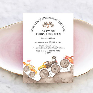 Monster Truck Birthday Party Invitation