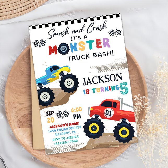 Monster Truck Birthday Party Invitation (Creator Uploaded)