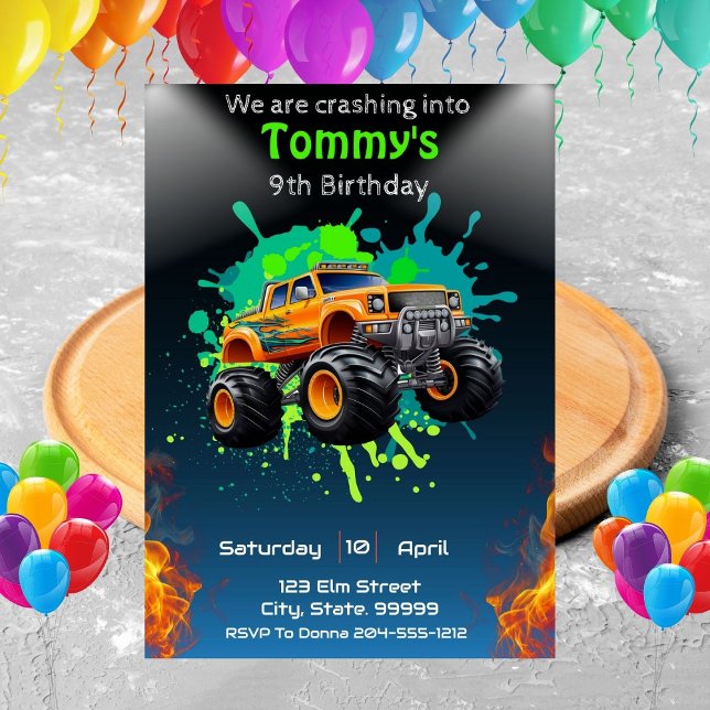Monster Truck Birthday Party Invitation  (Creator Uploaded)