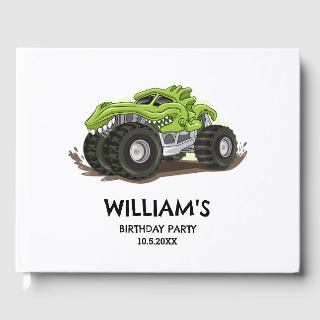Monster Truck Birthday Party Minimal Boys Birthday Guest Book (Front)