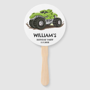 Monster Truck Birthday Party Minimal Boys Birthday Hand Fan