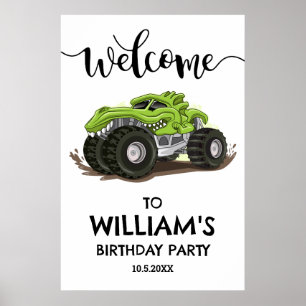 Monster Truck Birthday Party Minimal Boys Birthday Poster