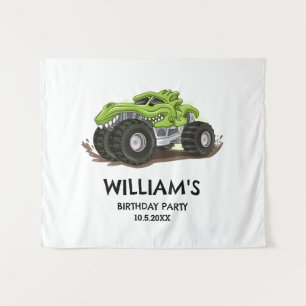 Monster Truck Birthday Party Minimal Boys Birthday Tapestry