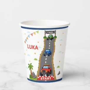Monster Truck Birthday Party Name Paper Cups